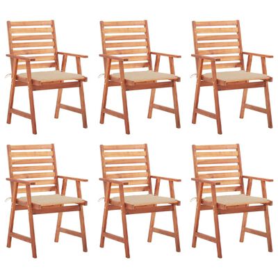 vidaXL Vrtne blagovaonske stolice s jastucima 6 kom od bagremovog drva