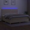 vidaXL Krevet box spring s madracem LED krem 200x200 cm od tkanine