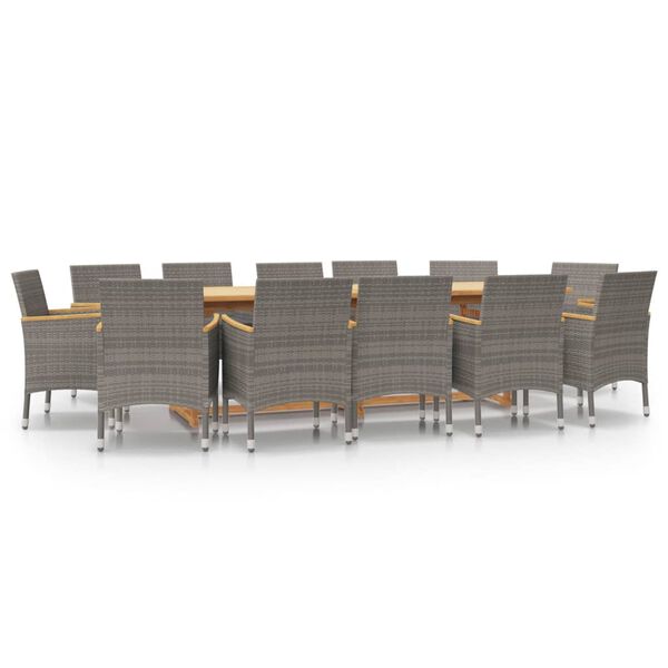 vidaXL 13-dijelni vrtni blagovaonski set s jastucima sivi