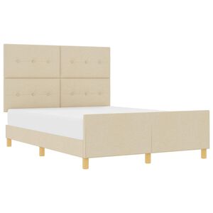 vidaXL Krevetna konstrukcija s uzglavljem Krema 140 x 200 cm tkanina