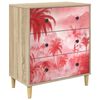 vidaXL Komoda AACHEN Ružičasti uzorak palme 66 x 36,5 x 75 cm Sonoma