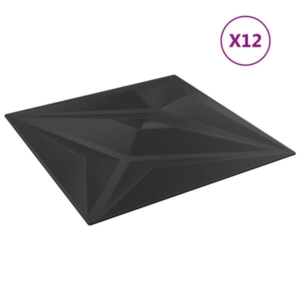 vidaXL Zidni paneli 12 kom crni 50 x 50 cm XPS 3 m&sup2; uzorak zvijezde