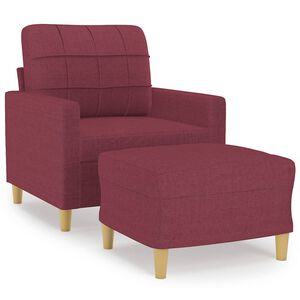 vidaXL Fotelja s tabureom crvena boja vina 60 cm od tkanine