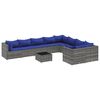 vidaXL 10-dijelni set vrtnih sofa od poliratana s jastucima sivi