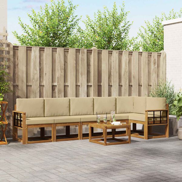 vidaXL Set vanjskih sofa s jastukom 7 pcs Prirodna i bež