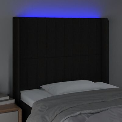 vidaXL LED uzglavlje crno 83 x 16 x 118/128 cm od tkanine