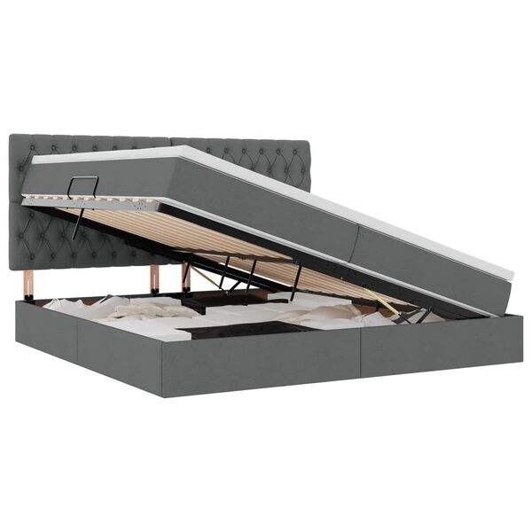 vidaXL Krevet s madracem i skladi&scaron;tem Tamno siva 200 x 200 cm