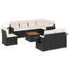vidaXL 9-dijelni set vrtnih sofa s jastucima crni od poliratana