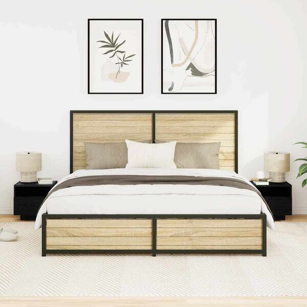 vidaXL Noćni ormar 2 pcs Crni hrast 40 x 39 x 37 cm Konstruirano drvo