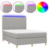 vidaXL Krevet box spring s madracem LED svjetlosivi 140x190 cm tkanina