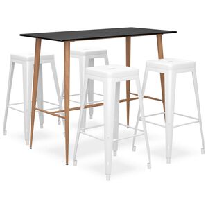 vidaXL 5-dijelni barski set crno-bijeli