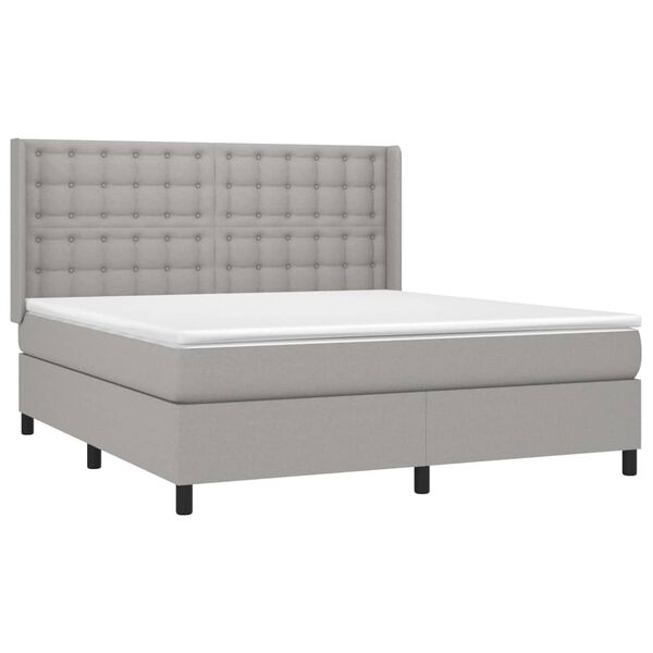 vidaXL Krevet box spring s madracem svjetlosiva 160x200 cm tkanina