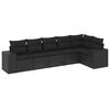 vidaXL 6-dijelni set vrtnih sofa s jastucima crni od poliratana