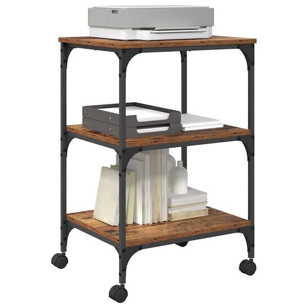 vidaXL Držač za printer Staro drvo 50 x 41 x 75 cm Konstruirano drvo