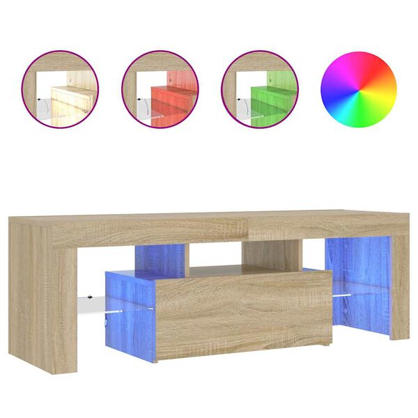 vidaXL TV ormarić s LED svjetlima boja hrasta sonome 120 x 35 x 40 cm