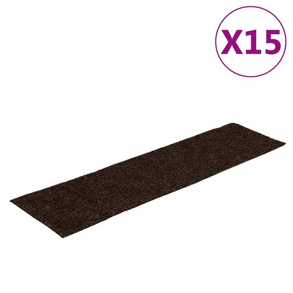vidaXL Prostirke za stepenice samoljepljive 15 kom 76x20 cm smeđe pravokutne