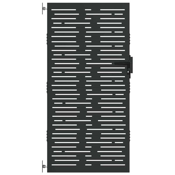 vidaXL Vrtna vrata Crna 85 x 200 cm Čelik s pra&scaron;kastim premazom