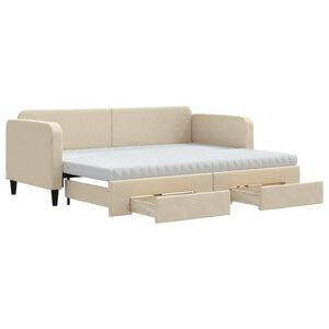 vidaXL Dnevni krevet na razvlačenje s ladicama krem 80x200 cm tkanina