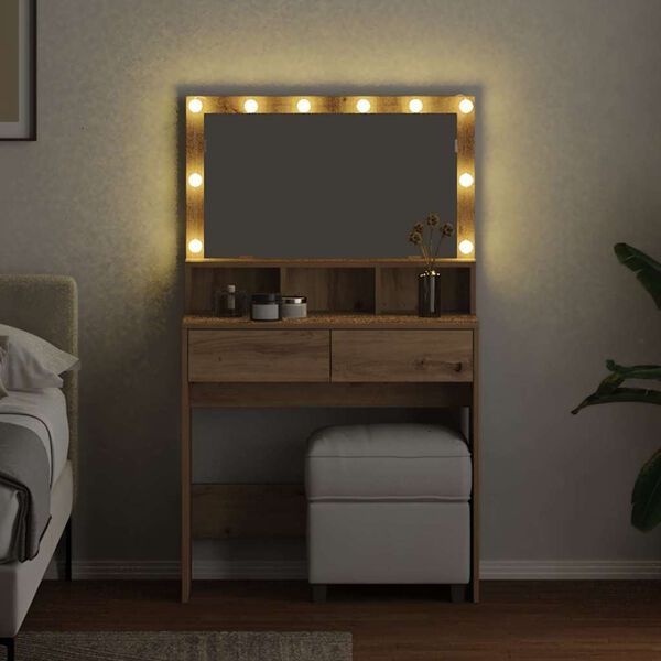 vidaXL Toaletni stol s ladicama Umjetnički hrast 80 x 41 x 134,5 cm