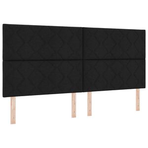vidaXL LED Box Spring Krevet s uzglavljem Crna 200 x 200 cm tkanina