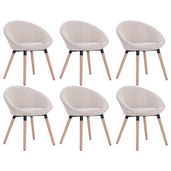 vidaXL Blagovaonske stolice od tkanine 6 kom krem