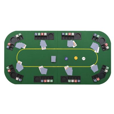 vidaXL Sklopiva četverodijelna podloga za poker stol za 8 igrača pravokutna zelena