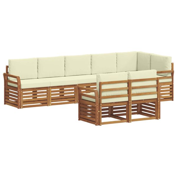 vidaXL Setovi sofa 8 pcs Prirodna i krem Čvrsto drvo akacije