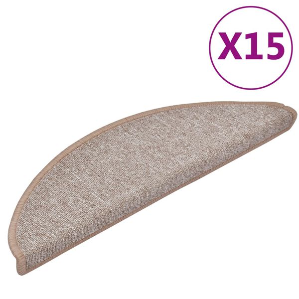 vidaXL Prostirke za stepenice 15 kom 56x17x3 cm svijetlosmeđe poluokrugle