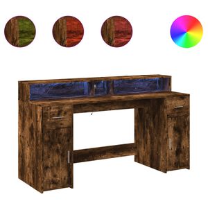 vidaXL Radni stol s LED svjetlima boja hrasta 160x55x91 cm drveni