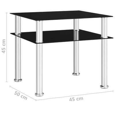 vidaXL Bočni stolić crni 45 x 50 x 45 cm od kaljenog stakla