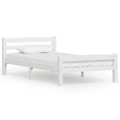 vidaXL Okvir za krevet od masivne borovine bijeli 90 x 200 cm