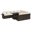 vidaXL 11-dijelni set vrtnih sofa od poliratana s jastucima smeđi