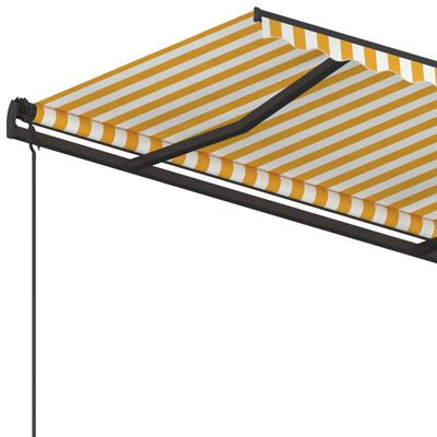vidaXL Automatska tenda na uvlačenje sa stupovima 5x3,5 m žuto-bijela