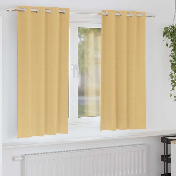 vidaXL Zavjese za blackout s prstenovima 2 pcs Bež 175 x 140 cm