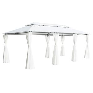 vidaXL Sjenica sa zastorima 600 x 298 x 270 cm bijela 180 g/m&sup2;