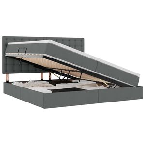 vidaXL Krevet s prostorom za pohranu s LED-om Tamno siva 200 x 200 cm