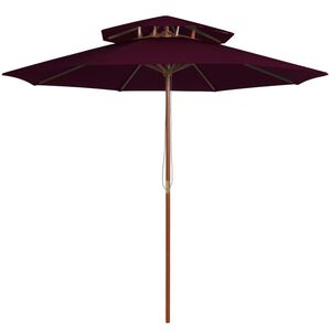 vidaXL Suncobran s dvije razine i drvenim stupom 270 cm bordo