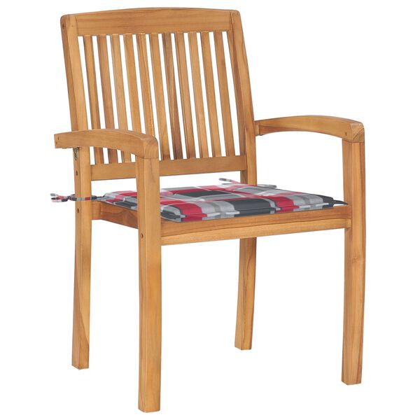 vidaXL Složive vrtne stolice s jastucima 4 kom od masivne tikovine