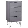 vidaXL Ladičar sivi 45 x 39,5 x 90,3 cm od masivne borovine