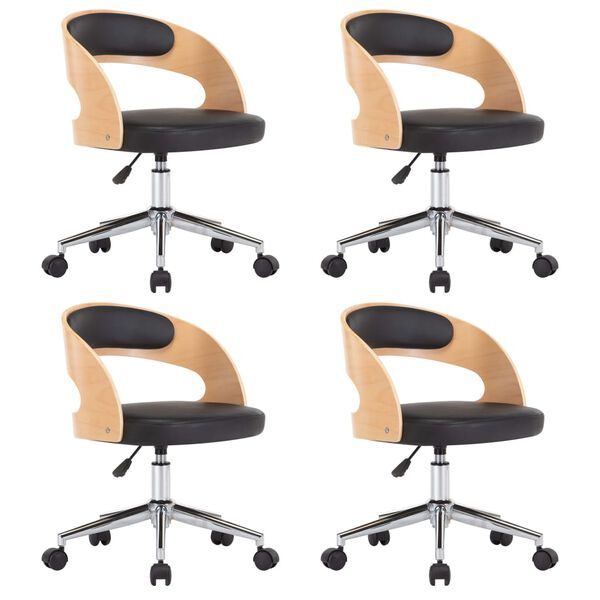 vidaXL Okretne blagovaonske stolice 4 kom crne od drva i umjetne kože