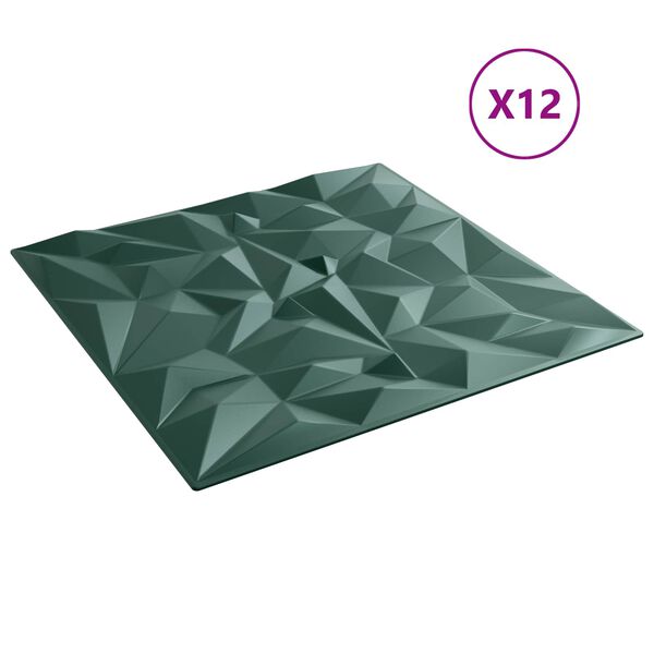 vidaXL Zidne panele 12 pcs Ametist zelena 50 x 50 cm XPS pjena