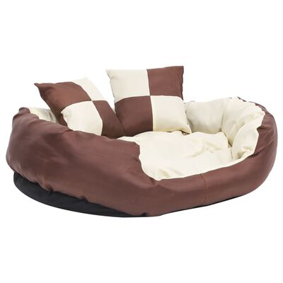 vidaXL Dvostrani perivi jastuk za pse smeđi i krem 85 x 70 x 20 cm