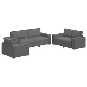 vidaXL Sofa 3 pcs Tamno siva Platnasta tkanina