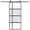 vidaXL Klizna vrata s priborom crna 90 x 205 cm kaljeno staklo