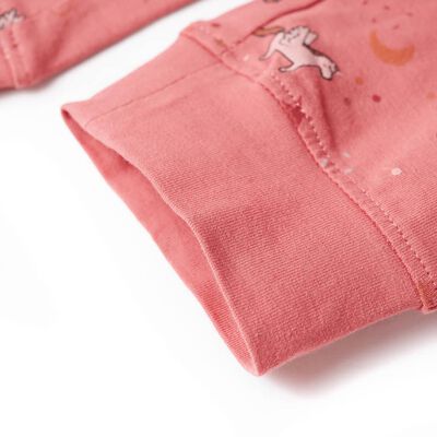 Dječja pidžama s dugim rukavima starinske ružičaste boje 140
