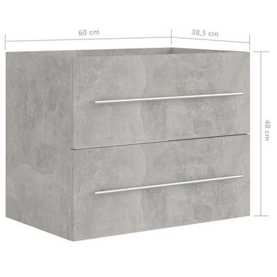 vidaXL Ormarić za umivaonik siva boja betona 60 x 38,5 x 48 cm drveni