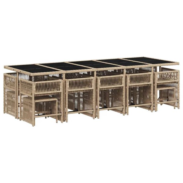 vidaXL 15-dijelni vrtni blagovaonski set od poliratana s jastucima bež