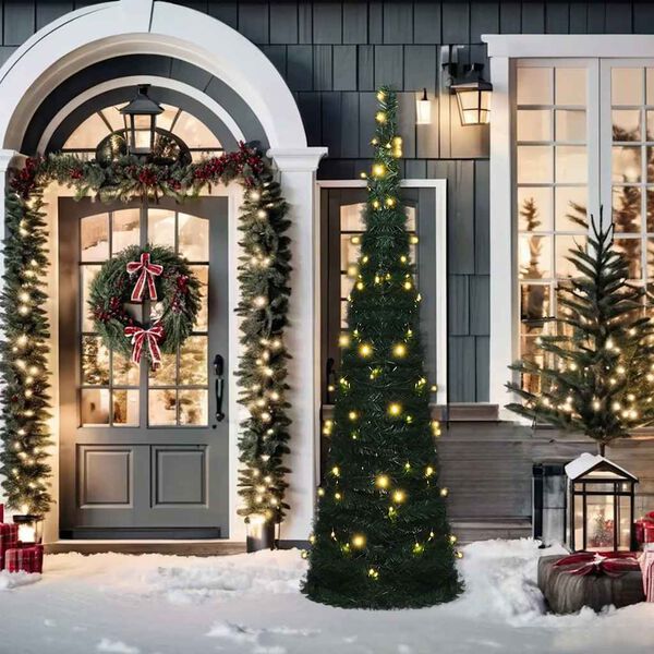 vidaXL Prigodno osvijetljeno umjetno božićno drvce zeleno 210 cm