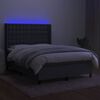 vidaXL Krevet box spring s madracem LED tamnosivi 140x200 cm tkanina