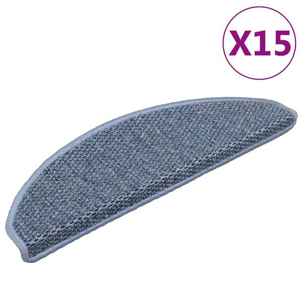 vidaXL Samoljepljivi otirači za stepenice 15 kom 65x21x4 cm plavi